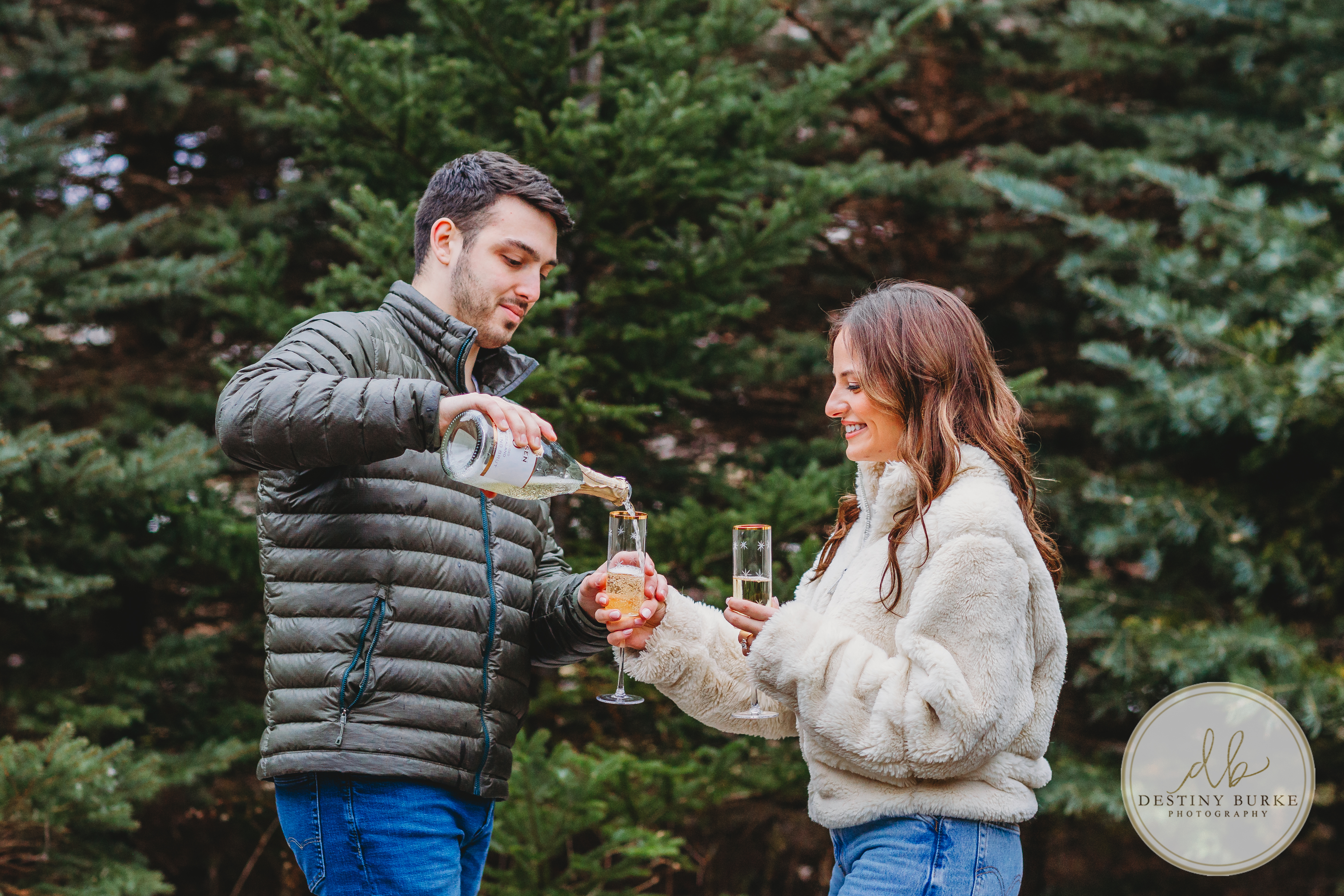 best wedding photographer engagement proposal champagne toast winter snow christmas holiday ideas